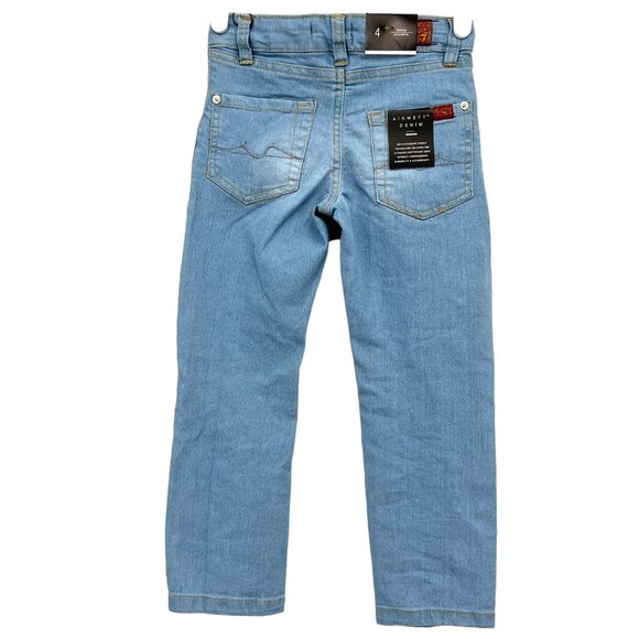 NWT 7 for all mankind Girls Blue Airweft Denim Jeans Size 4 Stretch Straight Leg - Picture 6 of 12